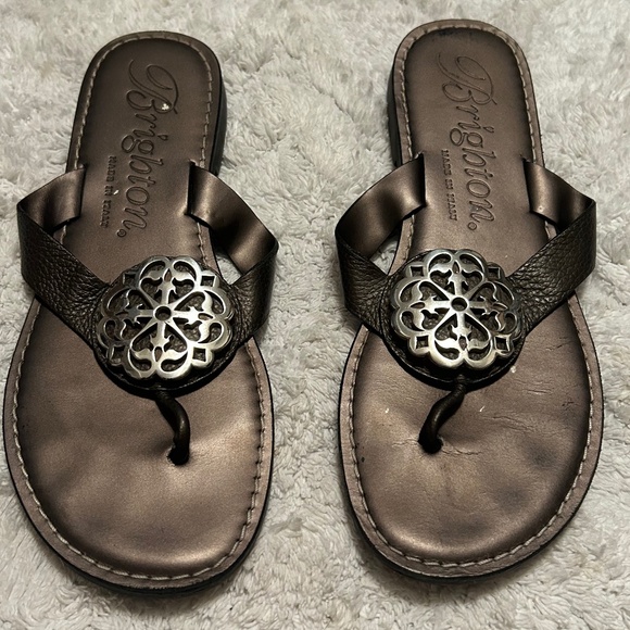 Brighton Bronze Gun Metal Grey Metallic Sandal Flip Flop Alice- Women's 7.5 - Picture 1 of 8